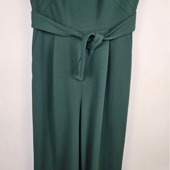Calvin Klein Emerald Green Sleeveless Wide Leg Belted Jumpsuit Cropped Size 10 - Picture 7 of 14